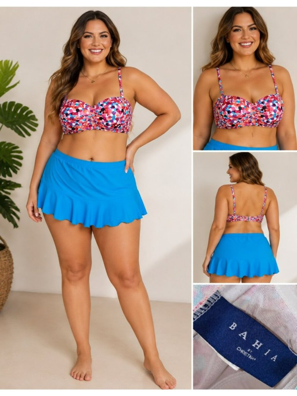 Bahia Ladies 2 Piece Swim Skirt Bikini Set Size Large